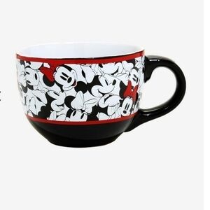 DISNEY Minnie Mouse 24 oz Jumbo Ceramic Soup Mug Red Black White Good Condition